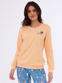 Piżama Cornette 467/373 Owls dł/r S-2XL damska pomarańczowy