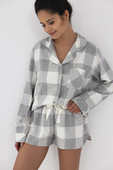 Piżama Sensis Joanna dł/r S-XL szary-śmietankowy
