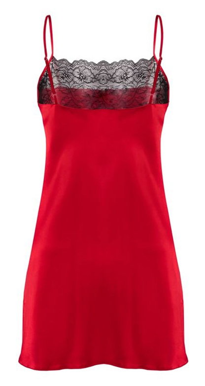 Koszulka z satyny z koronkowym przodem DIANA, czerwień