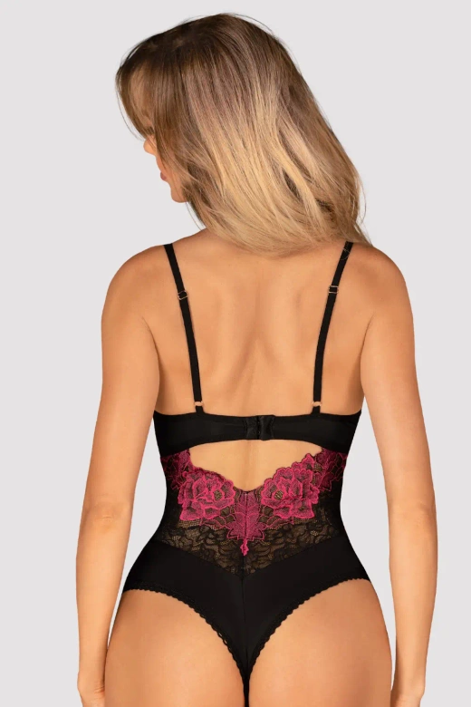 Modne, koronkowe body z tiulem ROSENTY TEDDY, czarne