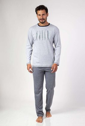 Piżama Regina 472/24 dł/r 2XL-3XL Z25 męska melanż jasny