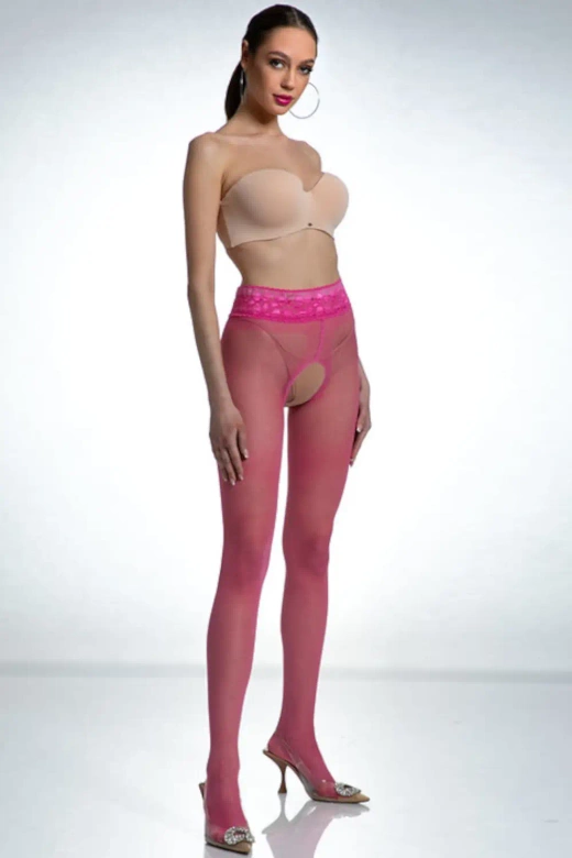 HIP LACE 30 DEN Rajstopy z wycięciem w kroku, bonbon