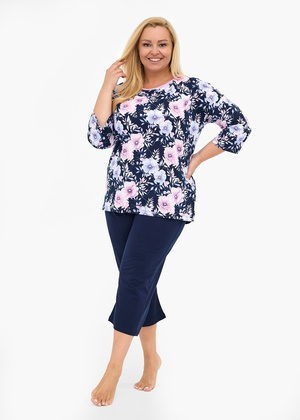 Piżama Cornette 147/465 Anabel 3/4 3XL-5XL damska granatowy