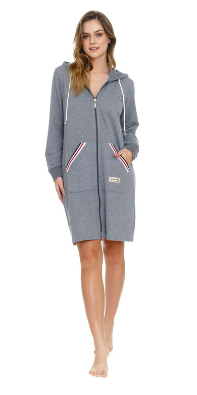 Szlafrok-bluza, miękki i ciepły 5116 bawełna, szary
