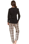 Bawełniana piżama damska długa w kratę PM.5202, czarna