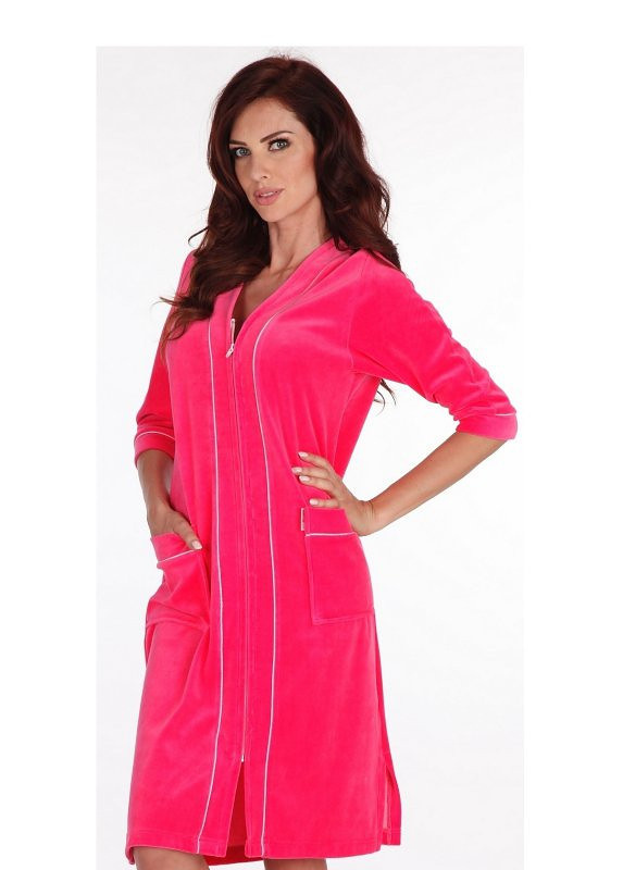 Szlafrok De Lafense 352 Zamek Welur 4XL-5XL damski szary