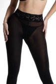 Ciepłe, elastyczne rajstopy Lux Lace 3D 100DEN, czarne