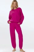 Luźny komplet damski/dres ocieplany REHEMA, fuksja