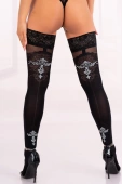 Samonośne kryjące pończochy 40DEN z wzorem LAIDA czarne