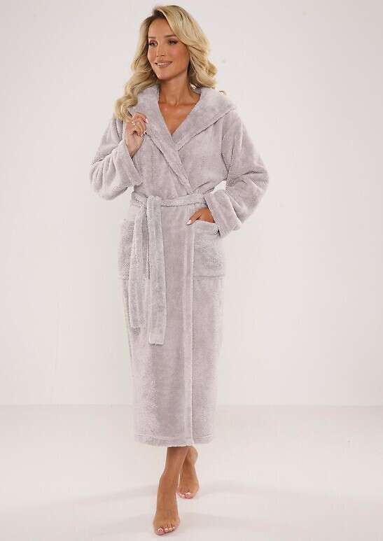 Szlafrok De Lafense 807 Długi Kaptur damski malinowy