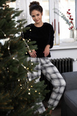 Piżama Sensis Meredith dł/r S-XL czarny-kratka