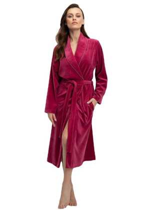 Szlafrok Luna 371 Velour M-XL damski bordowy