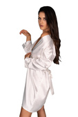 EDELINA  satynowy szlafrok - podomka, pearl