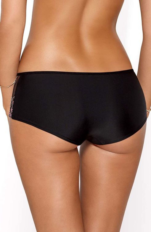 NADINE Szorty z kwiatowym haftem, czerń