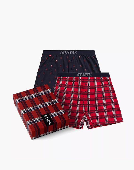 Bokserki Atlantic 2GMB-007 A'2 S-2XL granatowy-czerwony
