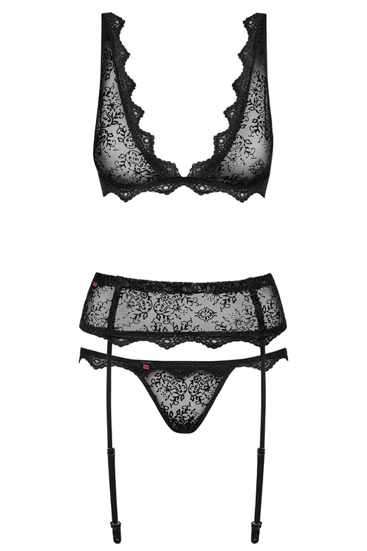 EMPERITA SET 3 części: seksowny biustonosz+pas+stringi