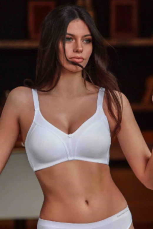 Gładki biustonosz miękki bez fiszbin BLANCA, bianco-biały