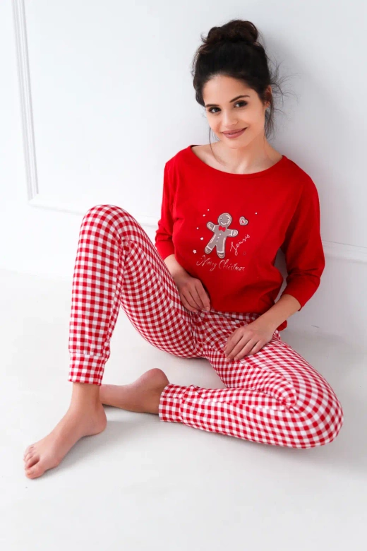 Milutka piżama świąteczna Christmas Cookie 100% bawełna, czerwona