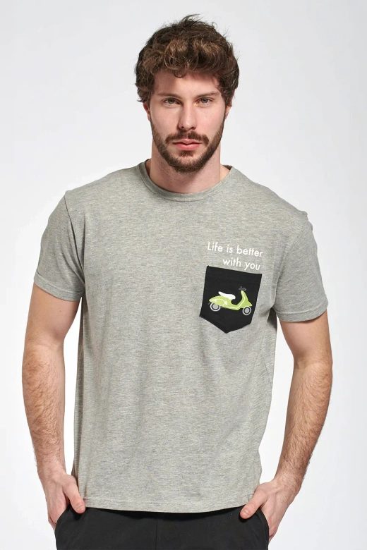 Męska wygodna piżama ze skuterem KENNY, szara