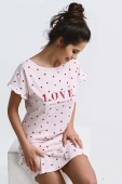 Koszula z Bawełny LOVE IS ALL w serca, różowa