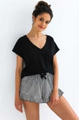 Krótka bawełniana piżama damska CHIARA, czarna