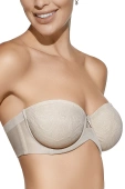 Biustonosz bez ramiączek na fiszbinach SANDRA, tierra-beż