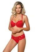 SEFIA Stringi z koronką i kokardką, czerwony