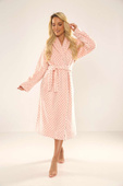 Szlafrok De Lafense 548 Melanie długi S-2XL malinowy-kropki