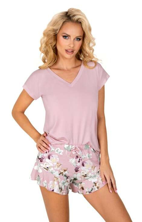 Piżama Donna Nicola 1/2 kr/r S-2XL różowy pudrowy