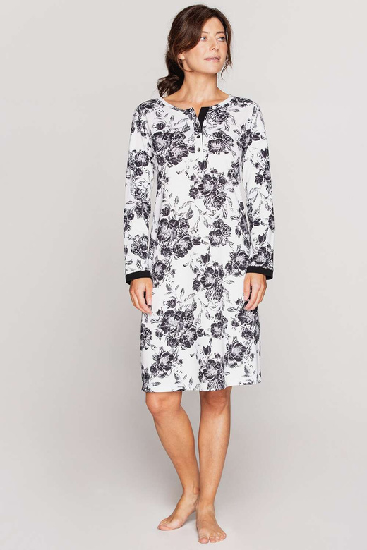 Koszula Cana 918 dł/r S-XL biały-czarne róże