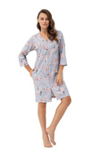 Szlafrok Luna 392 M-2XL L24 damski szary kwiaty