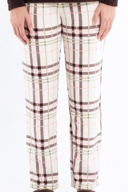 Ciepła polarowa piżama damska z napisem LILIANA, brązowa