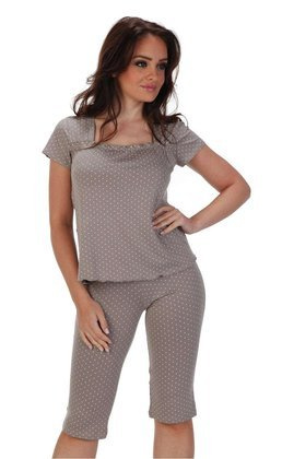 Piżama De Lafense 919 Kropki kr/r S-2XL szary