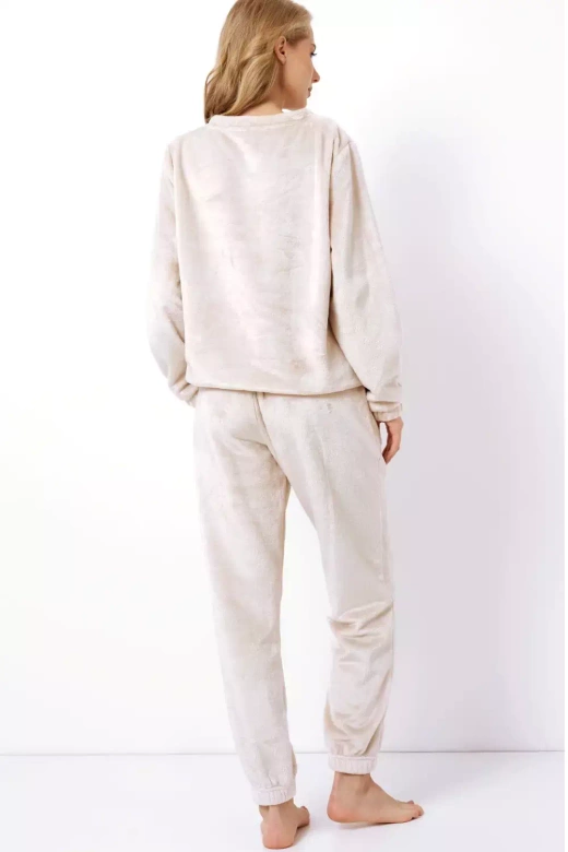 Słodka ciepła miękka piżama damska soft HEIDI, beż