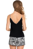 Piżama z wiskozy na ramiączka w zebrę  4300-001, czerń