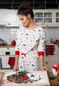 Piżama Sensis Samantha dł/r Christmas S-XL śmietankowy