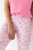 Piżama z bawełny 100% Nevaeh w kwiaty, róż