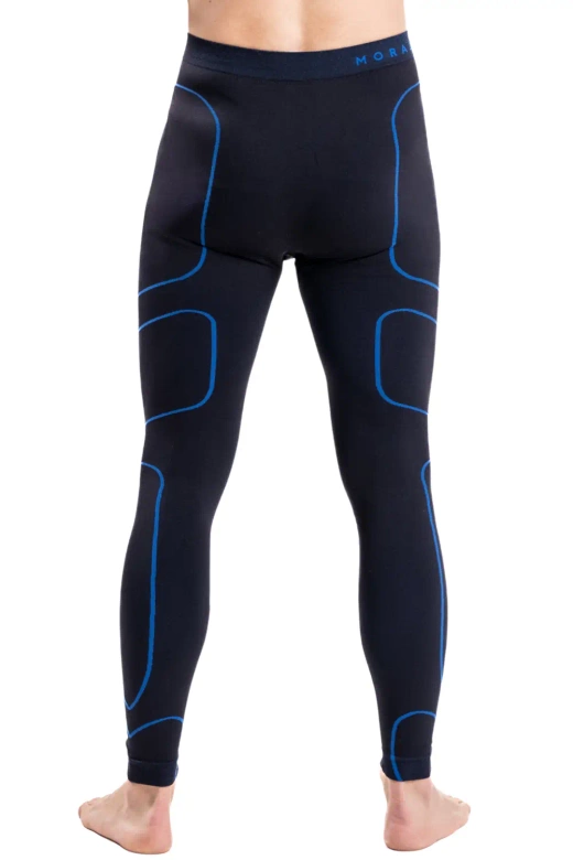 Ciepłe termoaktywne męskie legginsy KMT3500-001, niebieskie