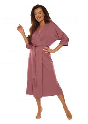 Szlafrok De Lafense 892 Visa długi 3XL-4XL damski bordowy