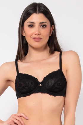 Miękki koronkowy biustonosz na fiszbinach Allure 2672, nero/czarny