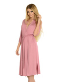 Szlafrok De Lafense 892 Visa długi 3XL-4XL damski brudny róż