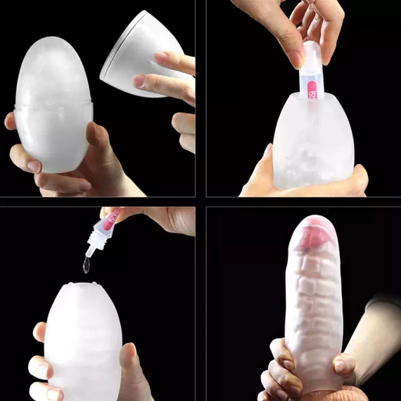 Masażer penisa mega jajo prążki Giant +żel, róż