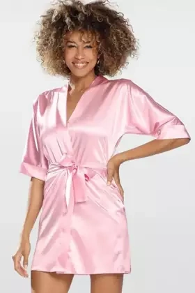 Klasyczna podomka z satyny Dkaren 90, róż