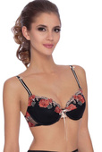 Biustonosz push-up NATALI BLACK czerń z czerwienią