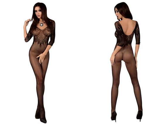 JOSSLYN Erotyczne Bodystocking z z rękawem w kwiatowe wzory