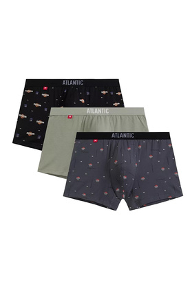 Bokserki Atlantic 3MH-211 A'3 S-2XL czarny-zielony-grafitowy