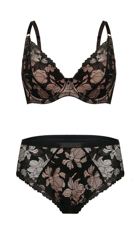 Biustonosz push-up Mefemi Hanna BP20 czarny-beżowy