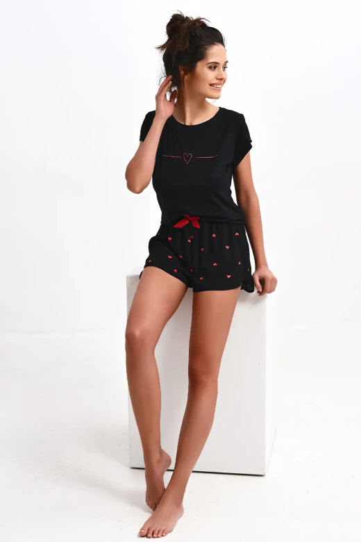 Piżama damska krótka WHIPSTER z wiskozy, czarna