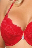 Biustonosz push-up SEFIA z koronką, czerwony