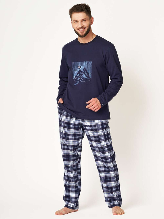Piżama Key MNS 412 B24 Flanela dł/r M-2XL granatowy